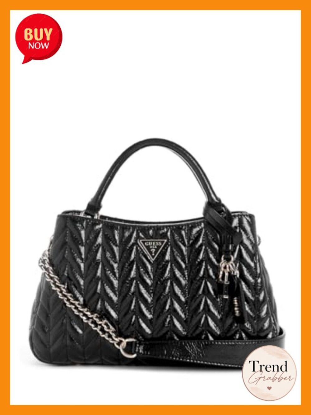PU Leather Triple Compartment Satchel with Gold Hardware